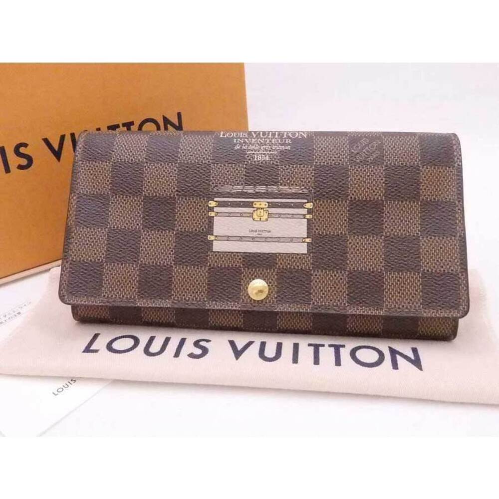 Louis Vuitton Bi fold long wallet Damier Trunk Portefeuille Sarah canvas Brown